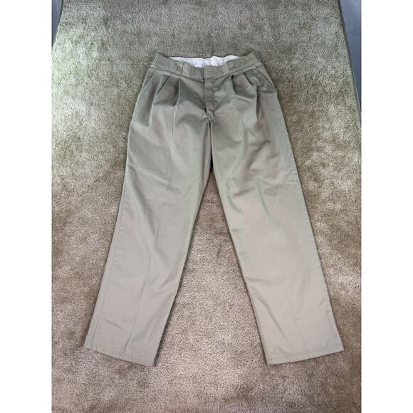 Dickies Men’s Beige Straight Leg Pleated Chino Work Pants 36x32 E232 - Picture 1 of 11